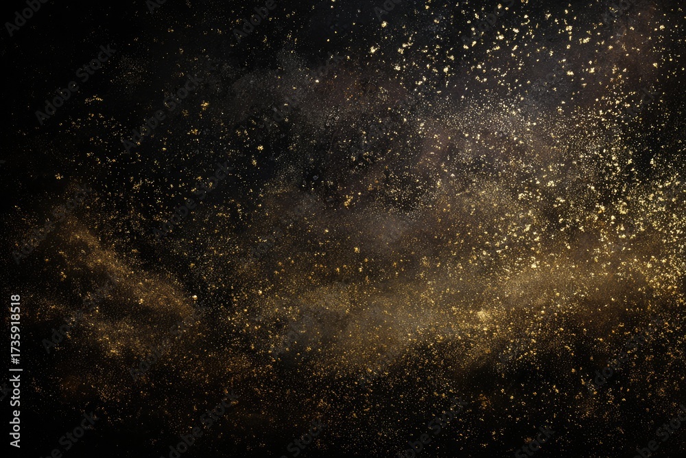 Fototapeta premium Abstract image, golden particles exploding on a dark background, suggestive of celebration