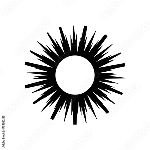Abstract sun burst silhouette isolated on white background