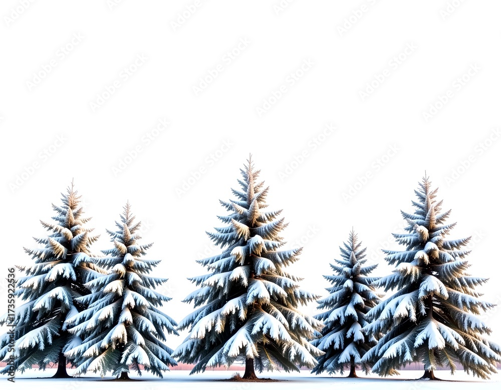 Obraz premium snow-covered evergreen trees in a winter landscape, evoking the serene beauty of the season