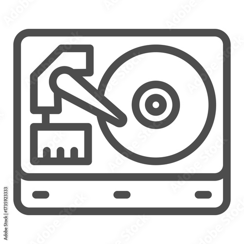 Hard disk drive line icon, cyber monday concept. Vector graphics. Media device for files storage, technology files sign on white background, outline style icon for mobile or web design.