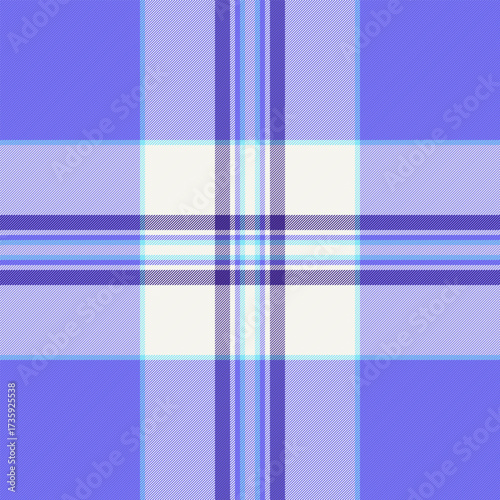 Fluffy texture fabric tartan, knot seamless plaid pattern. Skill check textile background vector in indigo and white colors.
