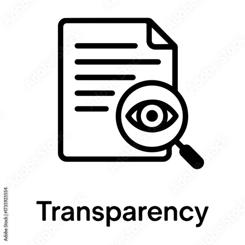Customer assessment icon vector Document with text lines and magnifying glass showing eye icon representing view