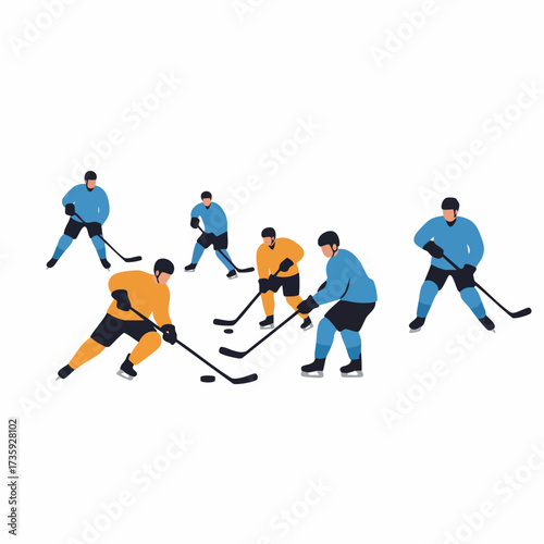 Flat Style Detailed Hockey Players Competing in a Sporting Event Illustration