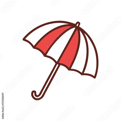 Red and white striped umbrella illustration