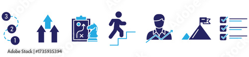 Editable Line Icons of Ambition and Personal Growth Vector Set. Outline Icon Collection Representing Progress and Development	