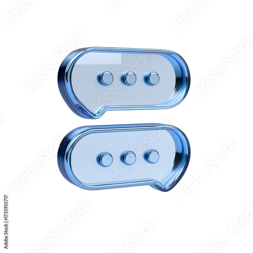 3d glass blue icon of  speech bubble 