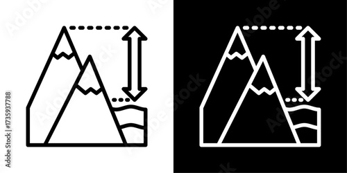 Elevation Icon Of Flat Black And White Style Vector  