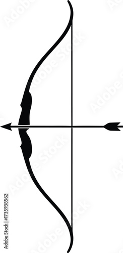 Black Silhouette of a Bow and Arrow Icon archery weapon