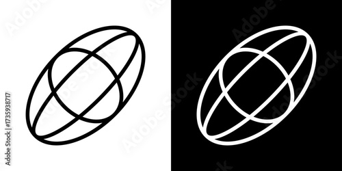 Ellipsoid Icon Of Flat Black And White Style Vector  