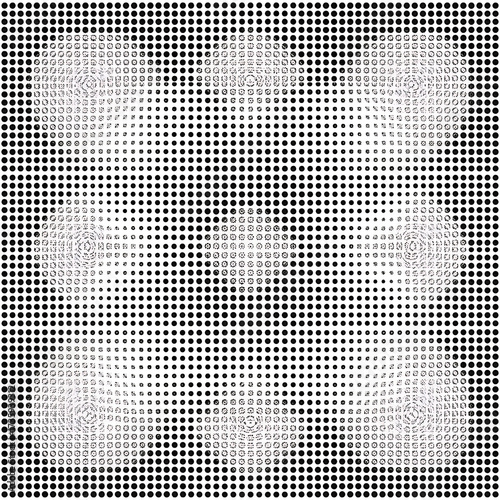 Abstract grid of circles creating depth and texture.