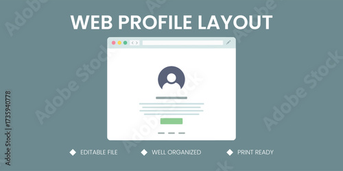 Animated Web Profile Layout Vector Illustration, User Account Page Template with Avatar and Information for Social Media or Online Platform Interface Design


