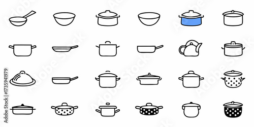 Discover a versatile array of essential kitchen cookware and utensils, featuring modern pots, pans, bowls, and serving dishes perfect for culinary design.
