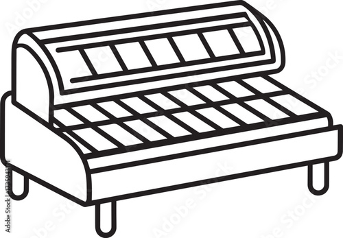 Horizontal Solarium Bed Silhouette Black Vector Illustration for Health and Relaxation Theme