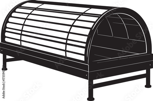 Horizontal Solarium Bed Silhouette Black Vector Illustration for Health and Relaxation Theme