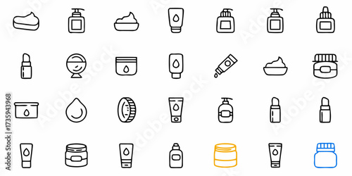 Charming outline icons of beauty and skincare essentials perfect for your next project promoting wellness, makeup, cosmetics, and healthy living in a modern style