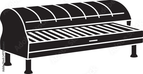 Horizontal Solarium Bed Silhouette Black Vector Illustration for Health and Relaxation Theme