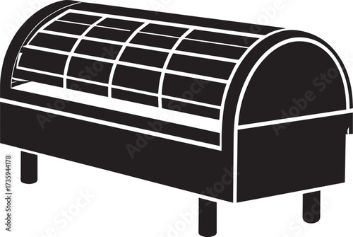 Horizontal Solarium Bed Silhouette Black Vector Illustration for Health and Relaxation Theme