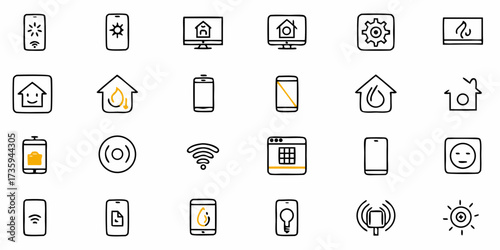 Smart home automation vector icons showcase modern technology and seamless integration for a connected lifestyle and effortless control, ideal for modern living designs