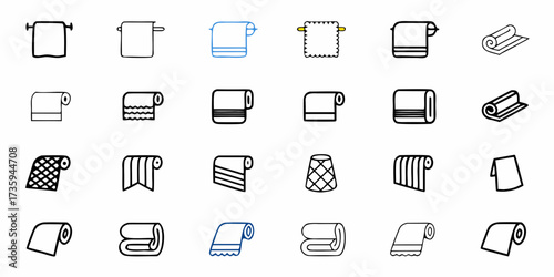 Elevate Your Brand with These Modern Towel Icons, Perfect for Laundry Services, Spas, and Home Goods Businesses, Showcasing Cleanliness and Comfort in a Unique, Minimalist Style