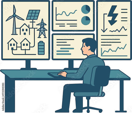 Renewable Energy Distribution is monitored and optimized by the Smart Grid Control Center