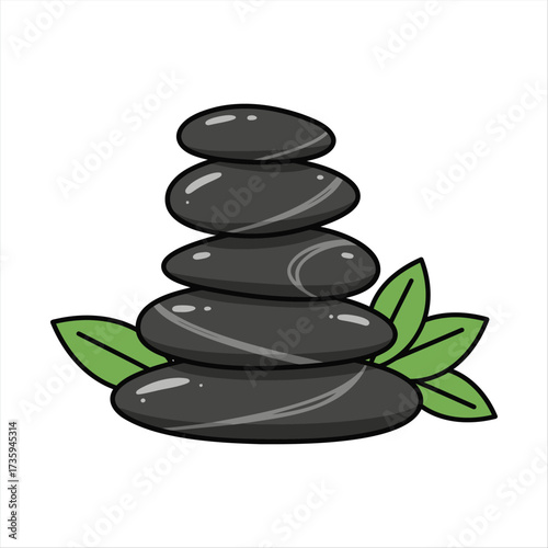 Serene Stacked Stones and Green Leaves for Relaxation