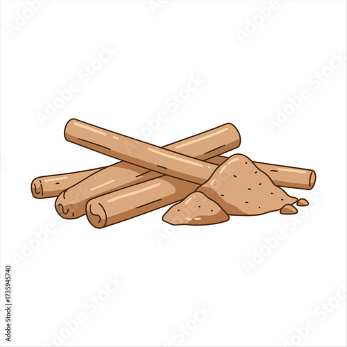 Cinnamon Sticks and Powder Spice