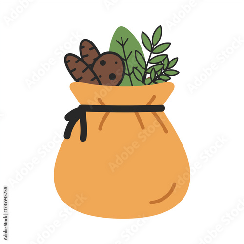 Bag of Fresh Root Vegetables and Greens