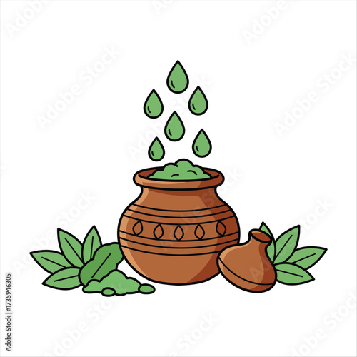 Herbal Medicine Preparation Using Clay Pot and Leaves