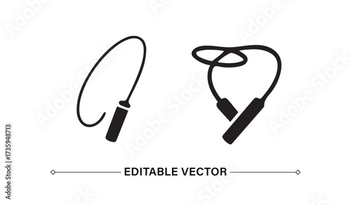 Jumping Rope Icons - Fitness and Exercise Equipment Illustrations