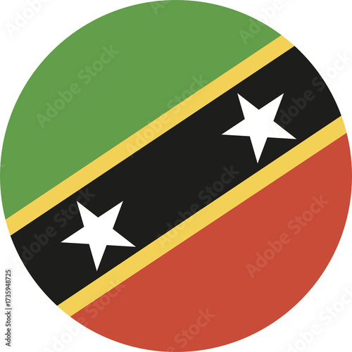 Free Download Saint Kitts and Nevis round country flag icon. National Saint Kitts and Nevis circle flag button. - GFXLoad
