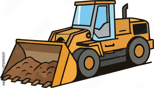 Bulldozer with a bucket full of dirt