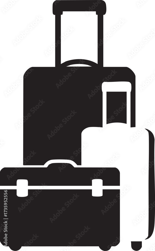 Fototapeta premium Stacked Suitcases silhouette vector