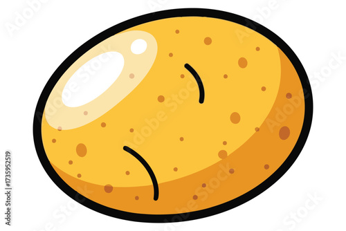 Vector art of cartoon illustration of a potato with a happy expression, representing healthy eating, agriculture, and natural food