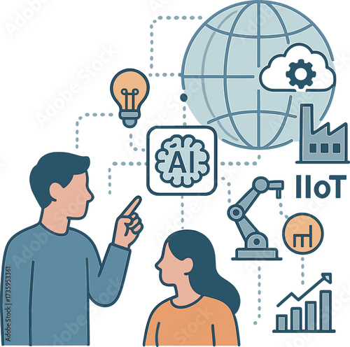 Digital transformation and Industrial IoT empower humans to upskill and reskill, while AI-driven automation connects to a global cyber network; this technology will support all Business 4