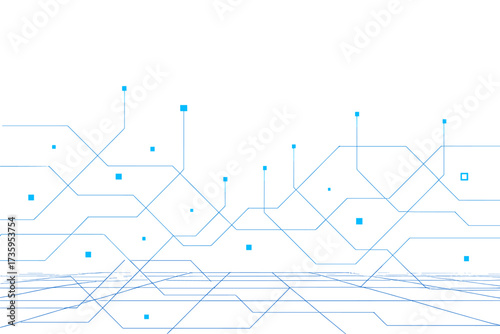 Concept of blue digital cyberspace and digital data network connections, transferring high‑speed internet data and envisioning future technology with an abstract digital background