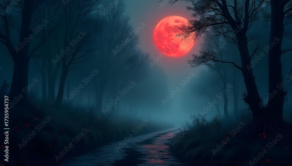 Fototapeta premium Enchanted Forest under Full Moonlight