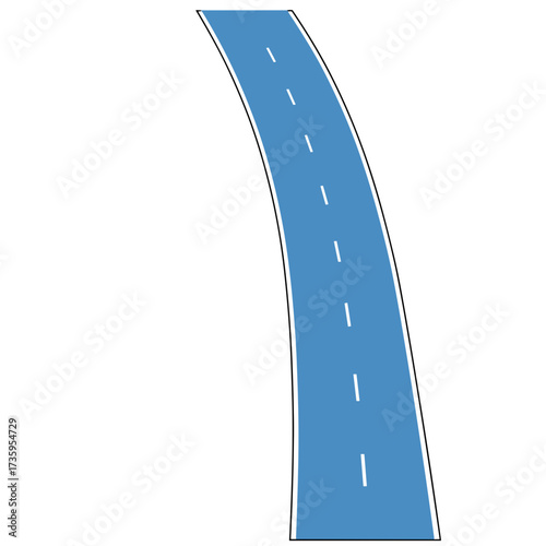 Top view illustration of a blue asphalt bike path with white dashed markings