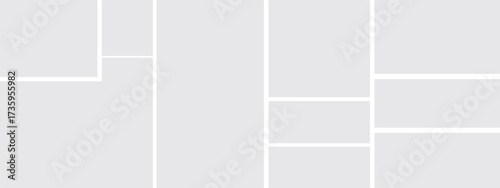 Template photo collage 7 pictures empty style, moodboard, album vector