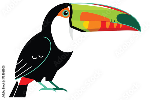 Vector art of colorful toucan illustration featuring vibrant colors and a unique design perfect for adding a tropical touch to your projects