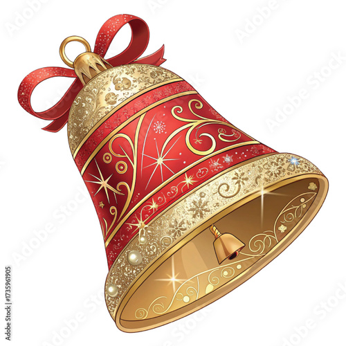 Golden bells vector with festive holly and mistletoe, holly, mistletoe