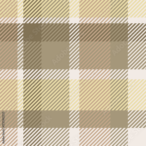 Beige seamless plaid tartan pattern, colorful natural fabric swatch, textile, geometric background