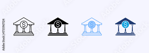 Bank Icon Set Multiple Style Collection