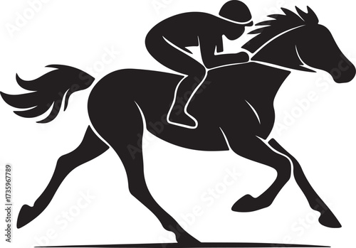 Vector silhouette of a cowboy riding a horse