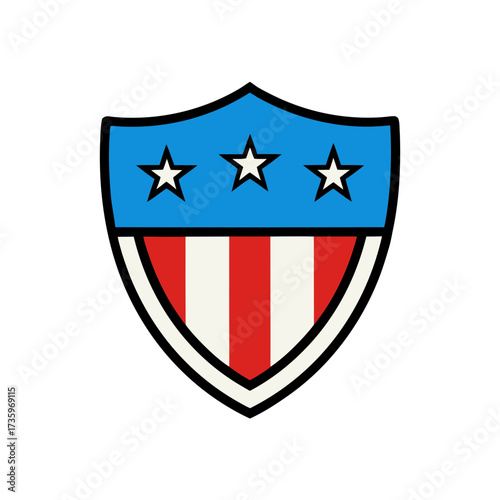 Vintage american shield emblem with stars stripes patriotic vector illustration