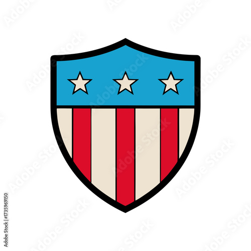 Vintage american shield emblem with stars and stripes bold patriotic illustration