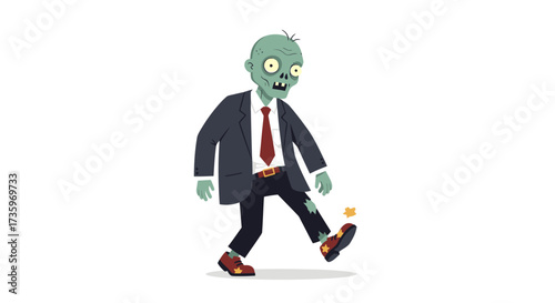 green Businessman Zombie Cartoon Vector