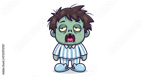 Sleepy Zombie in Pajamas Cartoon Vector