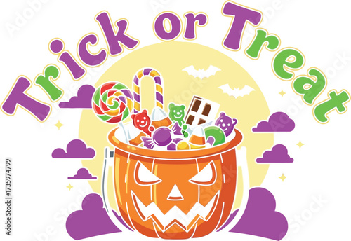 Delightful Halloween trick or treat fun with candy bucket art