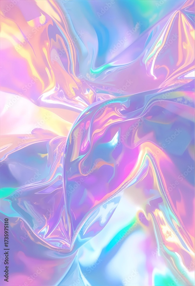 Obraz premium Holographic Iridescent Abstract Background with Pastel Pearl Texture