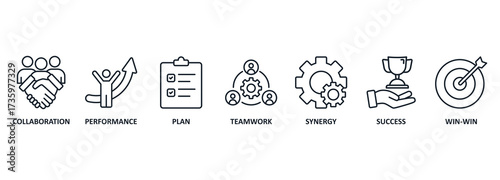 Partnership concept. Chart with keywords and icons. Strategic Partnership vector illustration